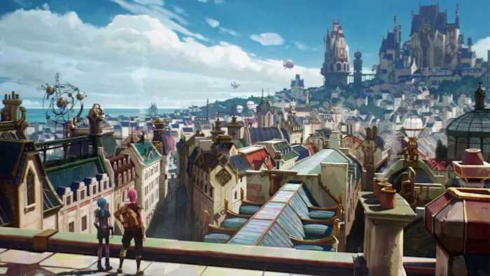 Piltover skyline in Arcane